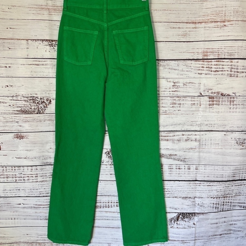 Topshop Kort High Rise Bright Green Jeans never worn Size 2 Wide Leg - Picture 8 of 8